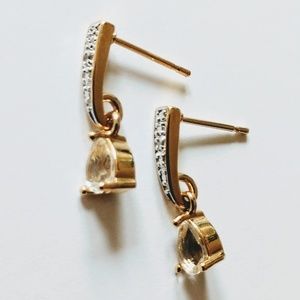 Gold sterling silver stud CZ earrings